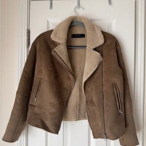 Zara Brown Teddy-Lined Faux Shearling Jacket